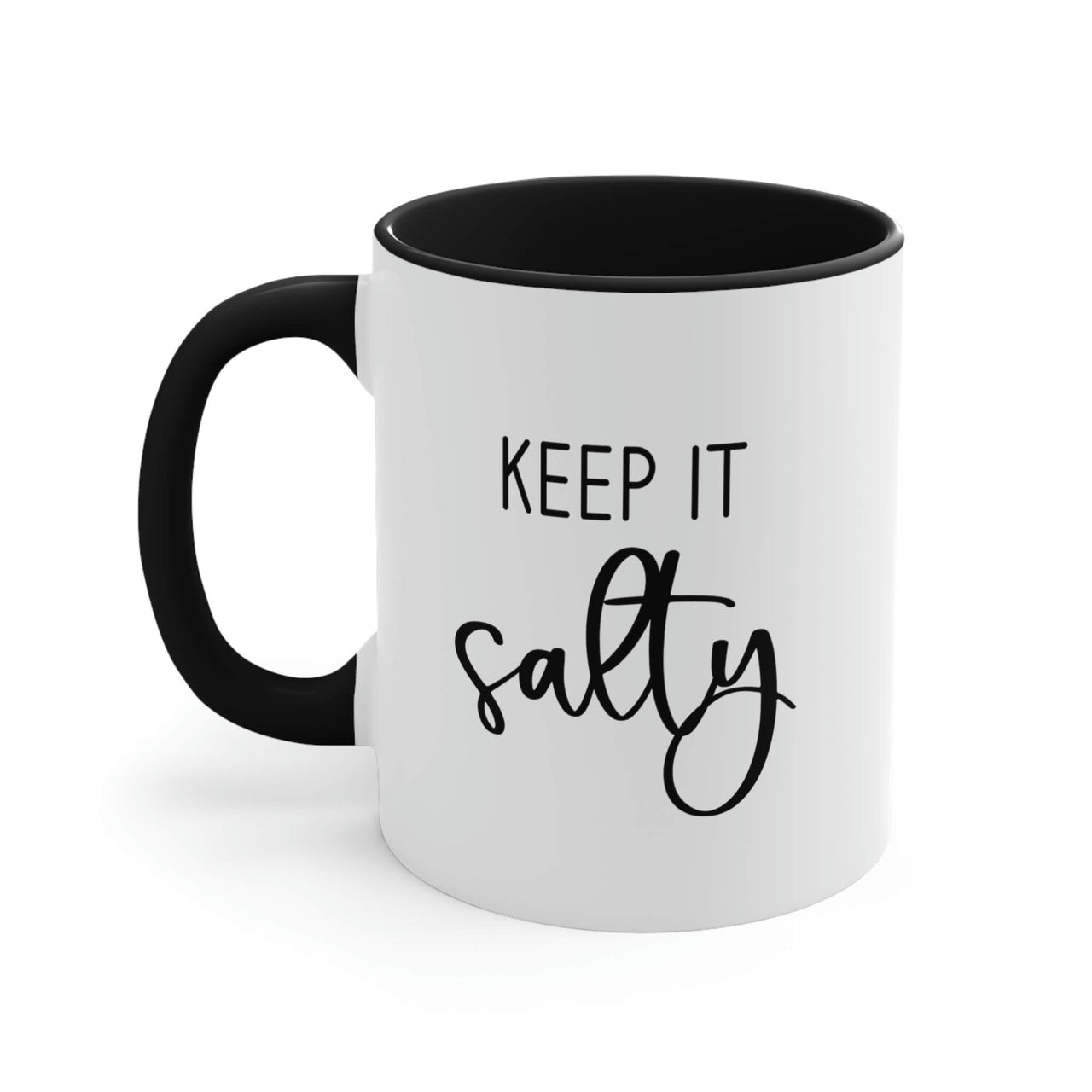 Keep It Salty Ceramic Beach Coffee Mug, 5 Colors Mugs New England Trading Co Black  