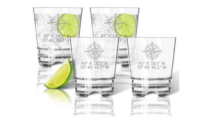 Our Latitude & Longitude Design Now Available on Unbreakable Acrylic Glassware