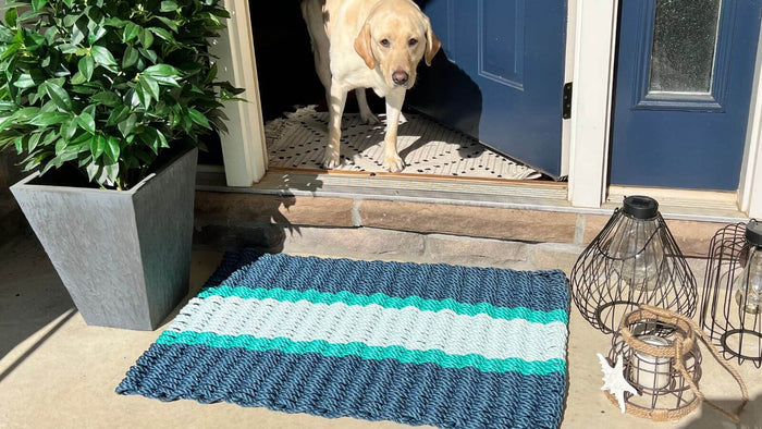 Wicked Good Outdoor Doormat in Navy, Teal, Seafoam