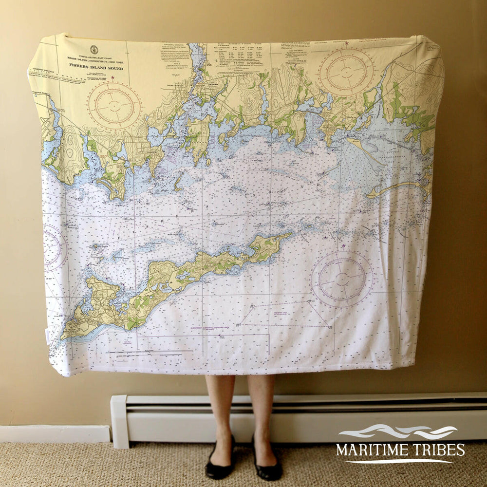 Nautical Chart Blankets, Connecticut Coastal Maps
