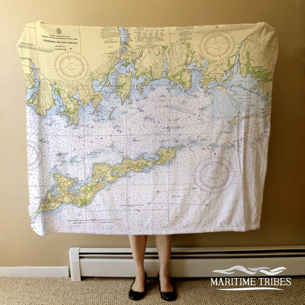 Nautical Chart Blankets, Connecticut Coastal Maps