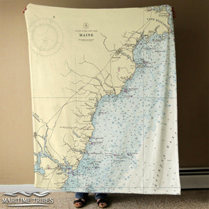 Nautical Chart Blankets, Maine Coastal Maps