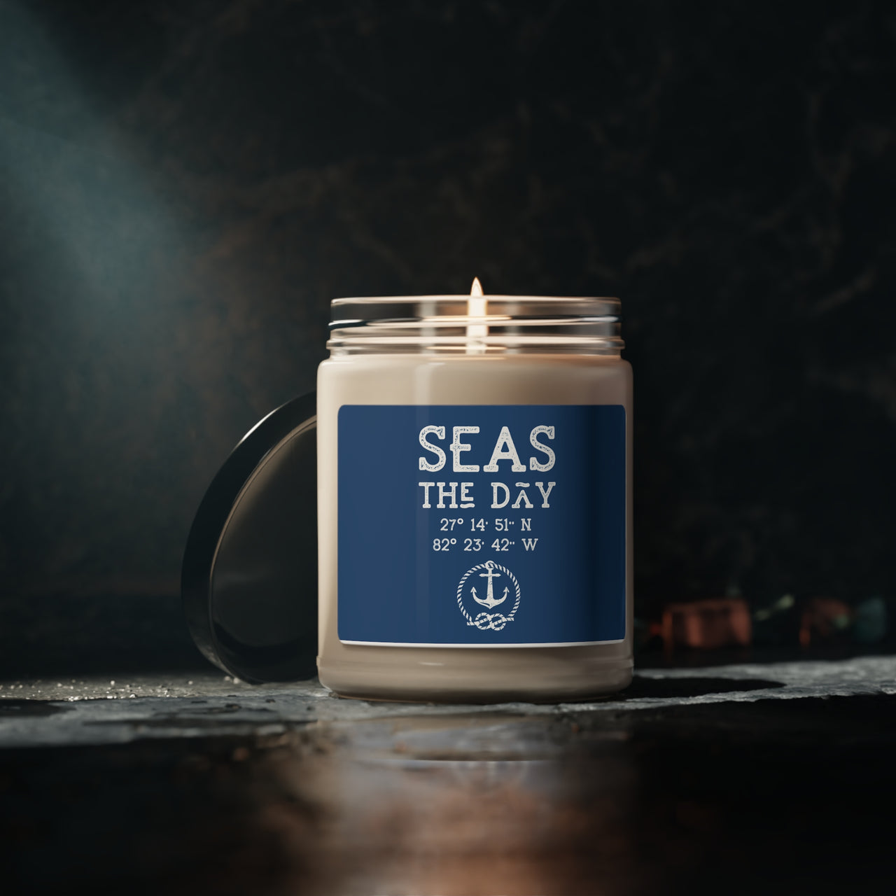 Longitude and Latitude Seas the Day Personalized Soy Candle, 9oz, 4 Scents