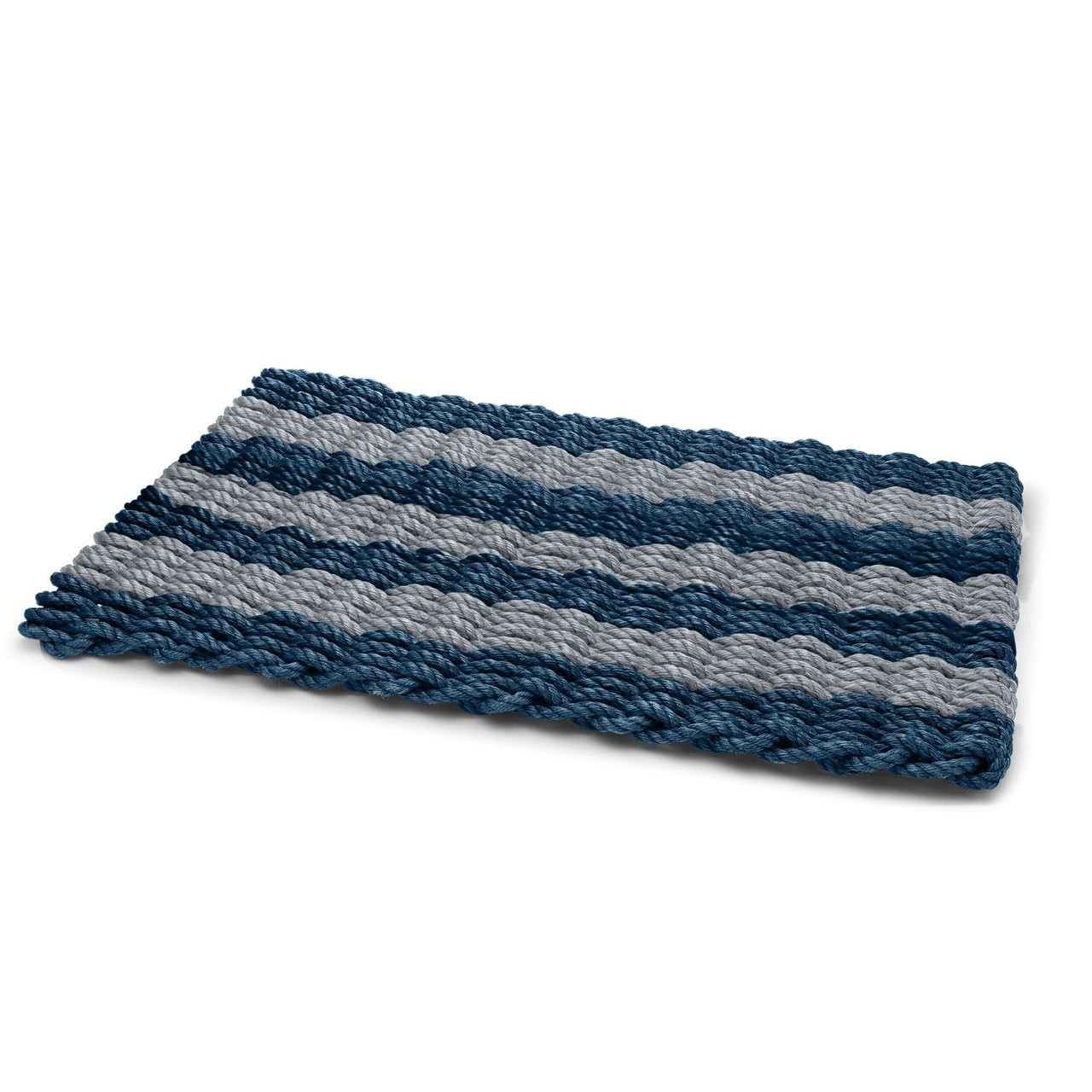 Navy & Silver Cabana Stripes Lobster Rope™ Doormat, Wicked Good Doormats