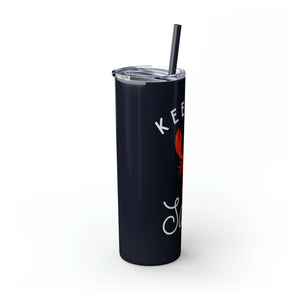 Skinny Tumbler with Straw, Keep It Salty, Black