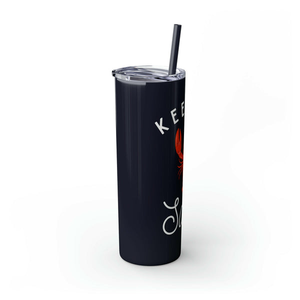 Skinny Tumbler with Straw, Keep It Salty, Black