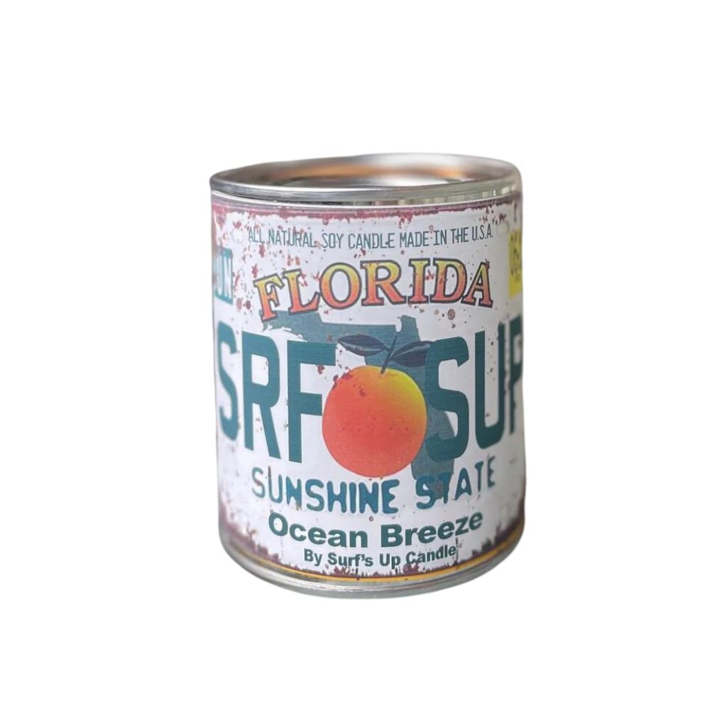 Florida License Plate Ocean Breeze Paint Can Candle Paint Can Candle Surf's Up Candle   