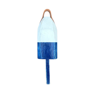 14" Distressed Maine Wooden Buoy with Leather Strap, Navy and White Buoy, Nautical Decor, Beach House Decor