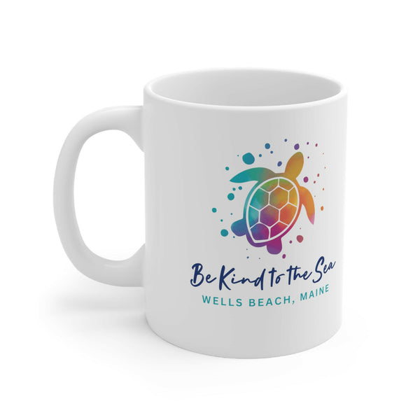 White Ceramic Coastal Mug, Be Kind To The Sea, Personalized