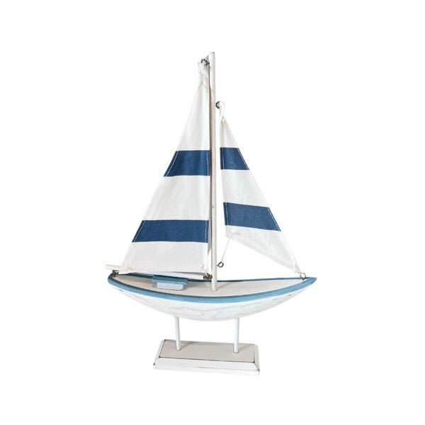 14" Nantucket Blue Wooden Sailboat