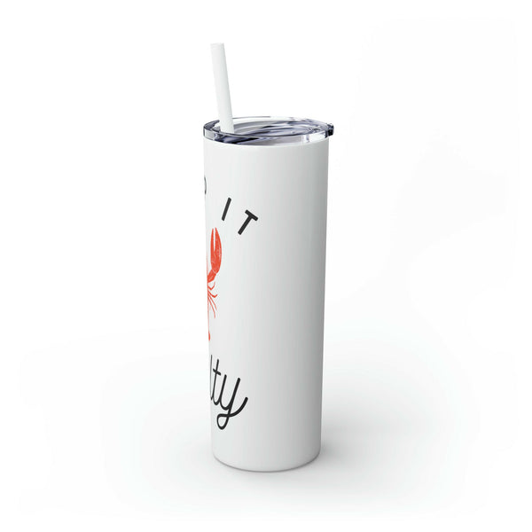 Skinny Tumbler with Straw, Keep It Salty, White