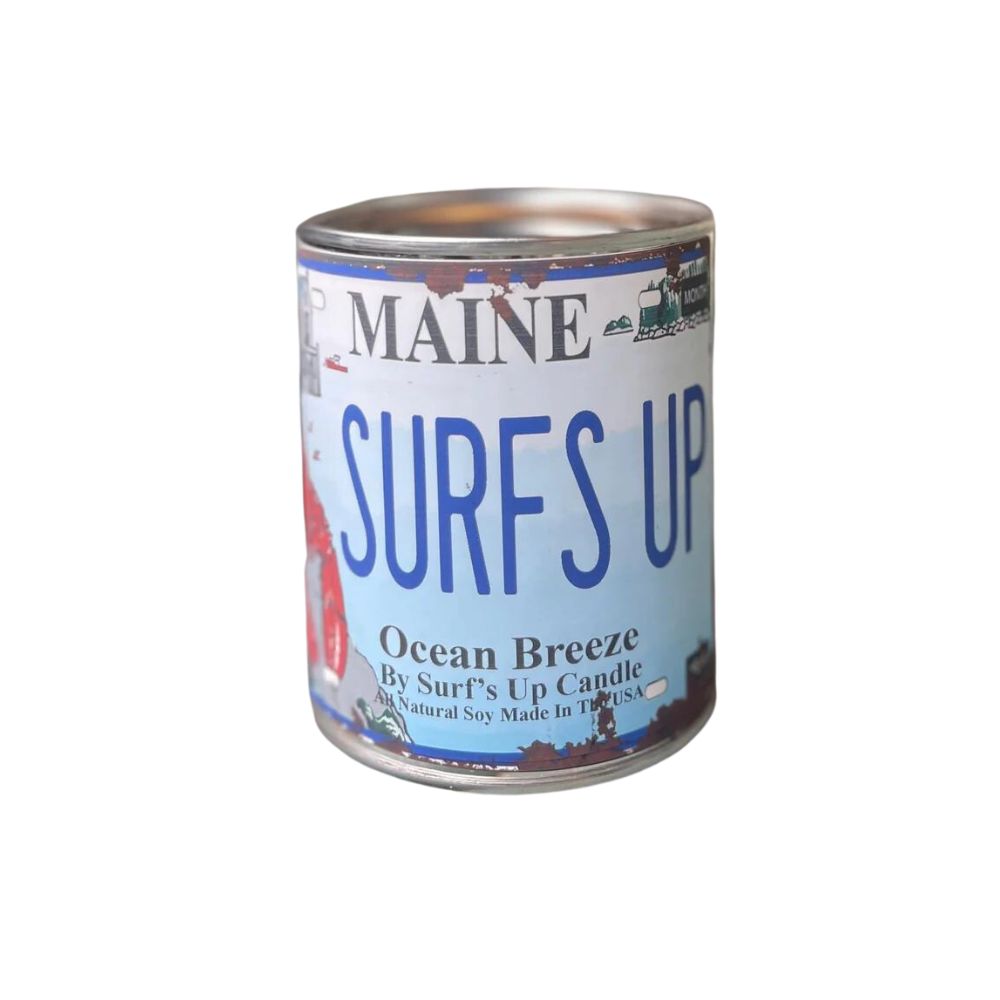 Maine License Plate Ocean Breeze Paint Can Candle Paint Can Candle Surf's Up Candle   