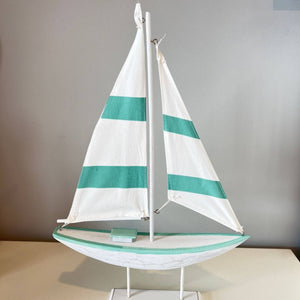 17" Seafoam Wooden Sail Boat