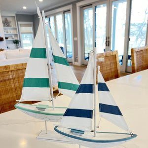 17" Seafoam Wooden Sail Boat