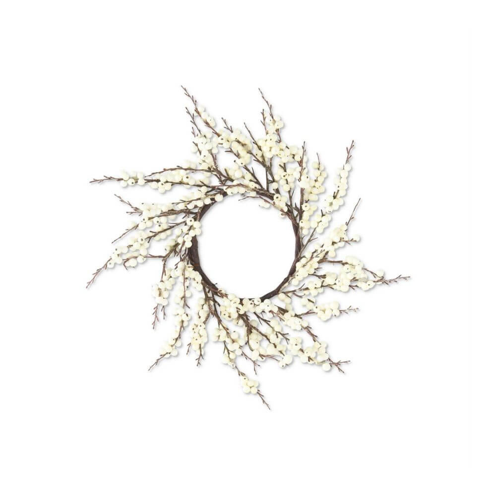 18.5" White Berry Candle Ring/Wreath