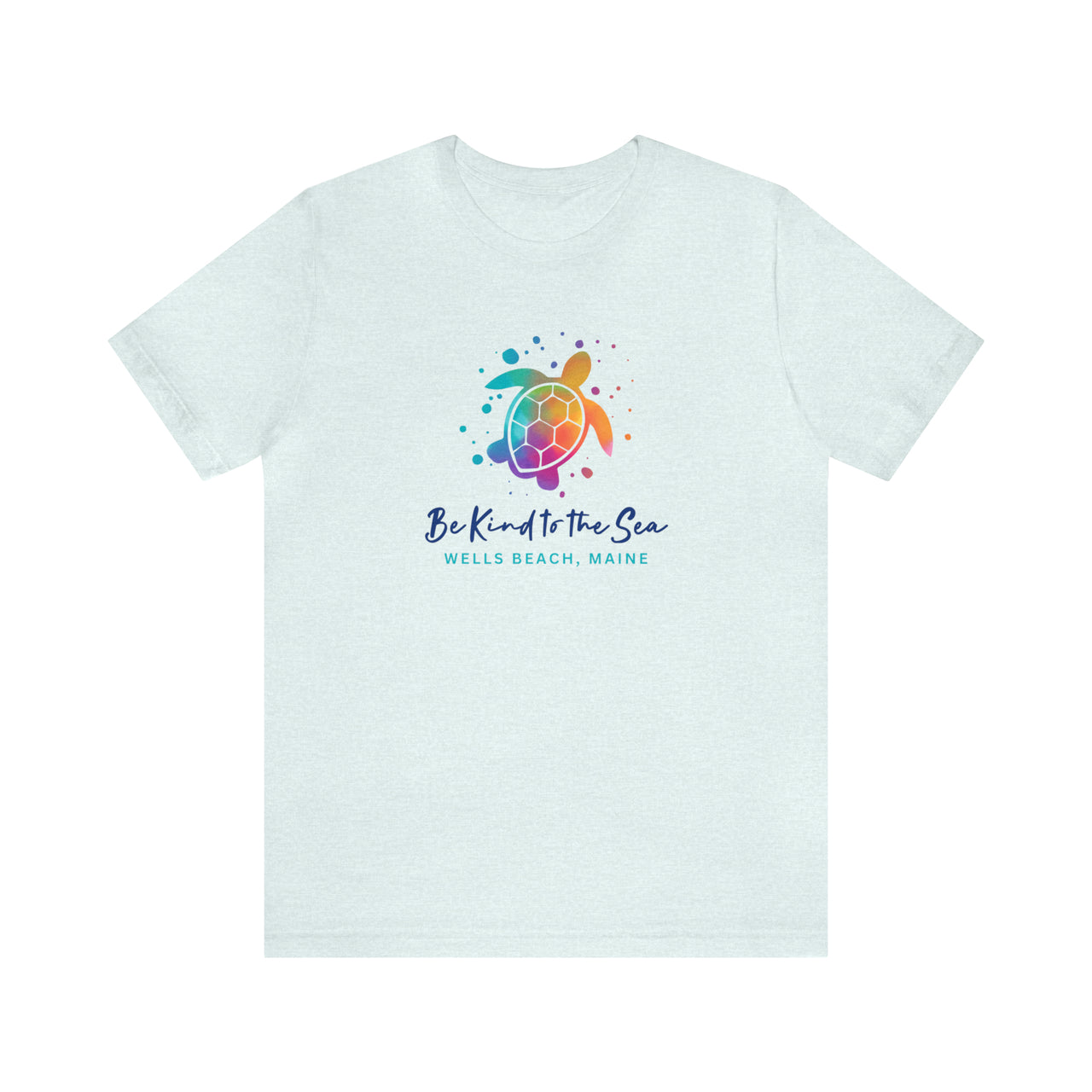 Be Kind to the Sea Personalized Beach Tee Heather Ice Blue