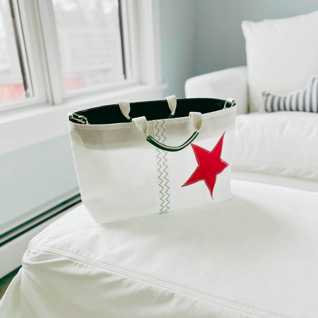 Recycled Sail Handbag, Red Star Handbags New England Trading Co   
