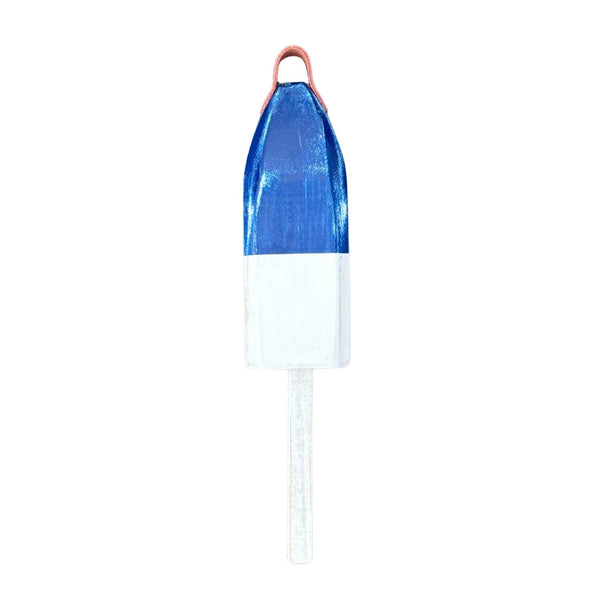 21" Leather-Strapped Wood Buoy - Made in Maine, Navy and White Buoy, Nautical Decor, Beach House Decor