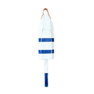 21" Leather-Strapped Wood Buoy - Made in Maine, White and Navy Buoy, Nautical Decor, Beach House Decor