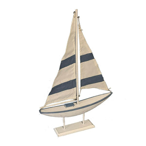 21" Nantucket Blue Wooden Sail Boat