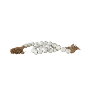 Cream Distressed Beaded Garland with Tassel, 76"