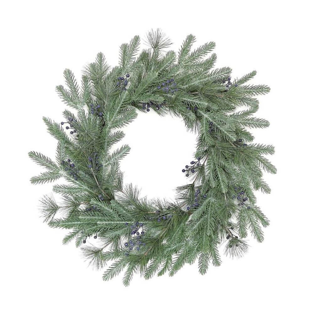 24" Blue Spruce & Blueberry Wreath, Blue