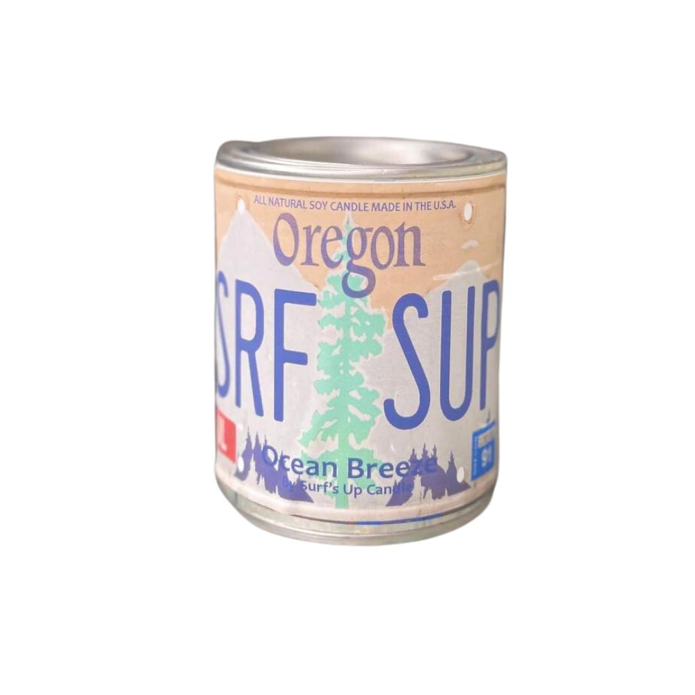 Oregon License Plate Ocean Breeze Paint Can Candle Paint Can Candle Surf's Up Candle   