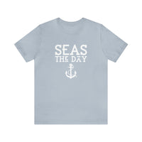 Thumbnail for Seas The Day Unisex Jersey Weekend Tee, Light Blue