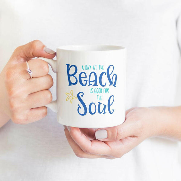 A Day at the Beach Ceramic Coffee Mug Mugs New England Trading Co   