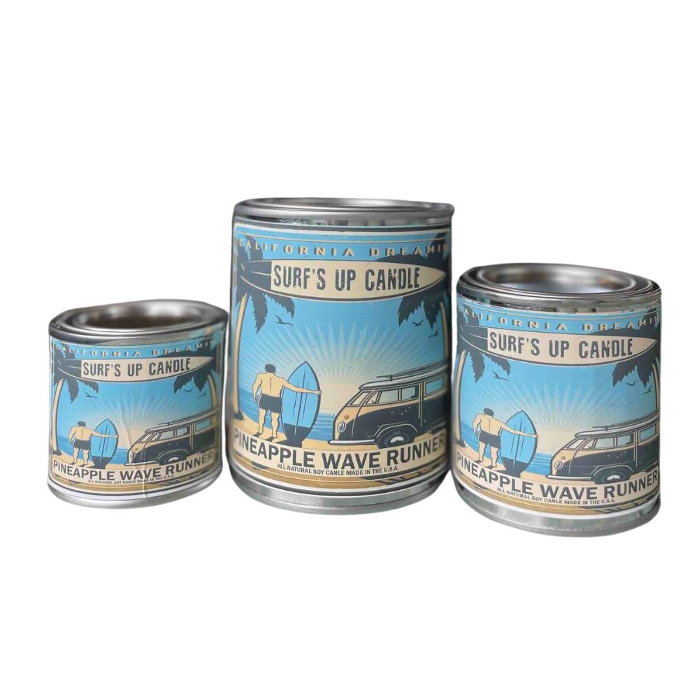 Pineapple Wave Runner Paint Can Candle - Vintage Collection Paint Can Candle Surf's Up Candle   