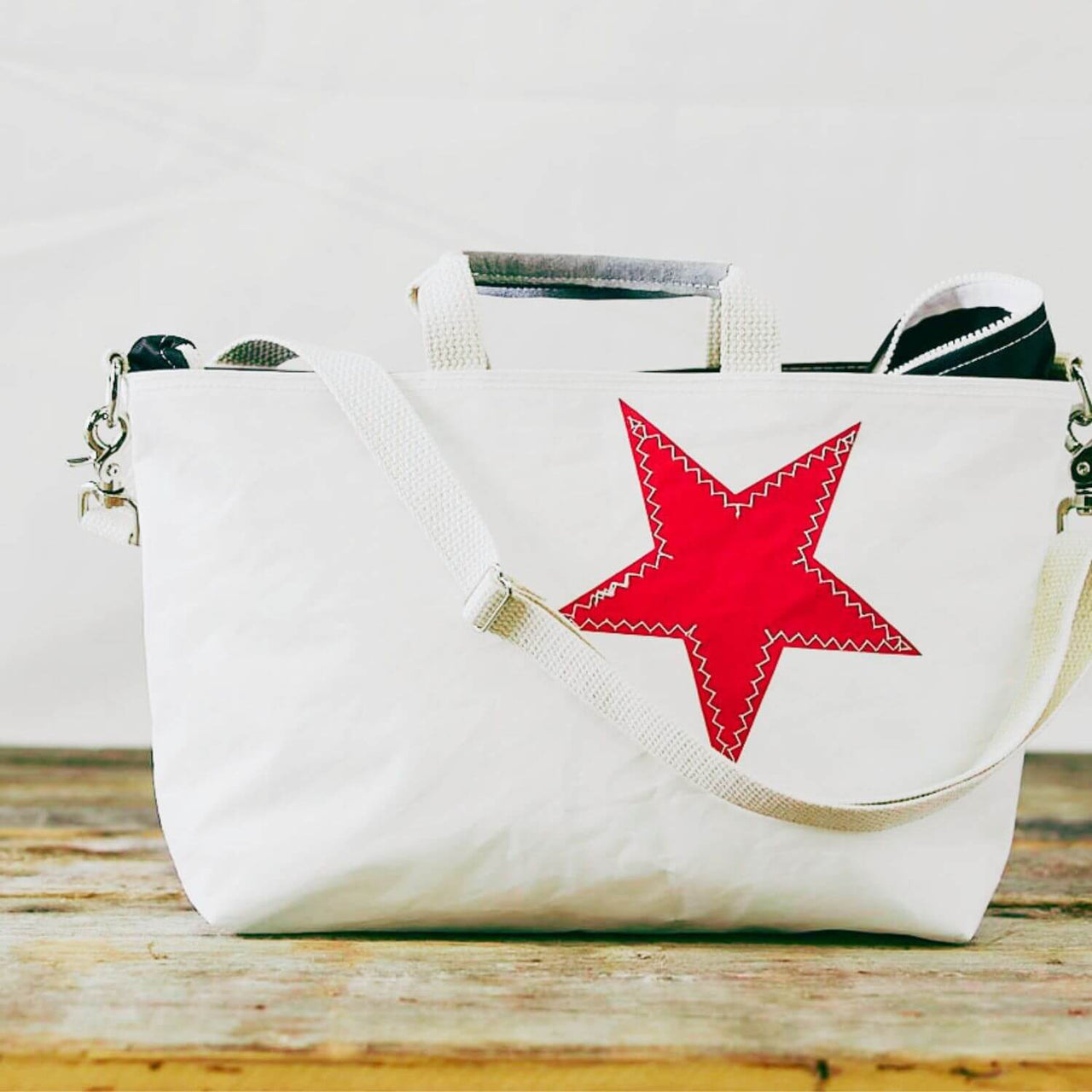 Recycled Sail Handbag, Red Star Handbags New England Trading Co   