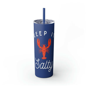 Keep It Salty Skinny Tumbler with Straw, 20 oz, Nautical Blue