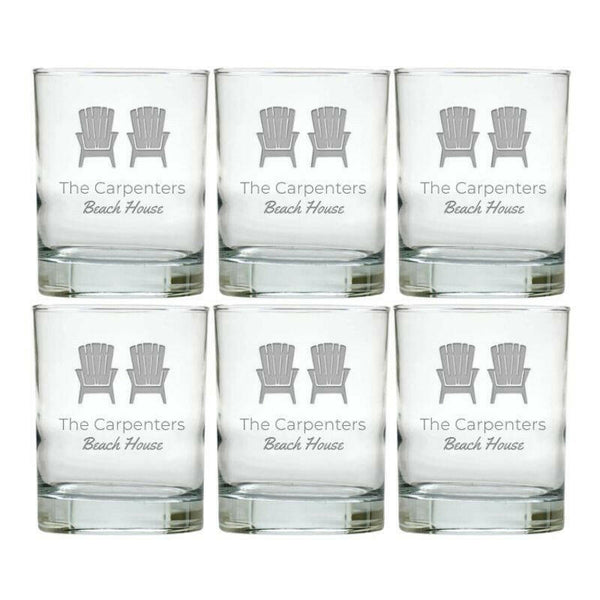Personalized Nautical Glasses, Double Old Fashioned, Set of 6 Drinkware Sets Nautical Living   