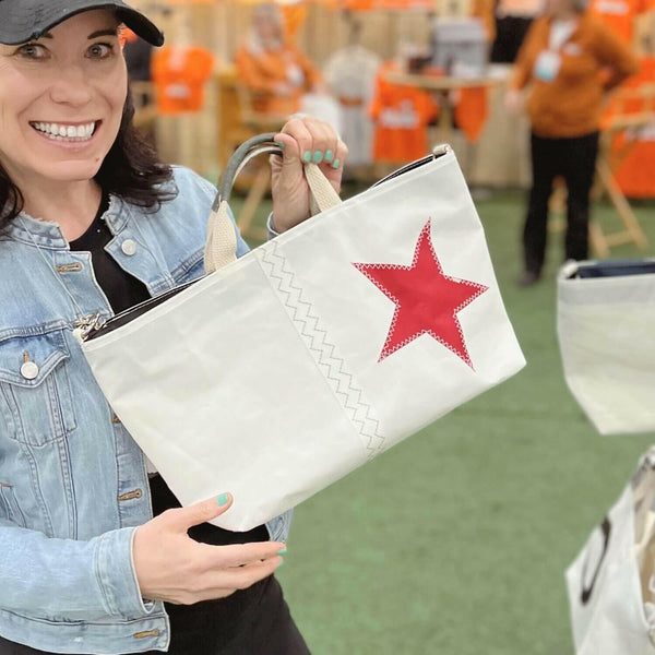Recycled Sail Handbag, Red Star Handbags New England Trading Co   