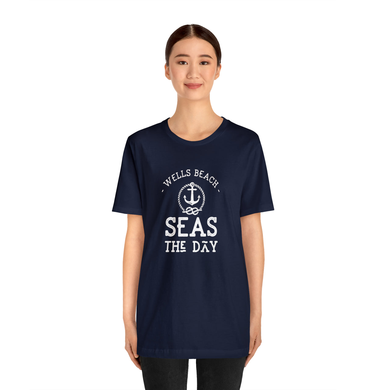 Personalized Unisex Weekend Tee, Seas The Day Print, Navy