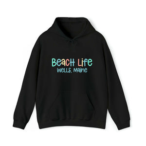 Beach Life Heavy Blend Hooded Sweatshirt, Personalized, Black