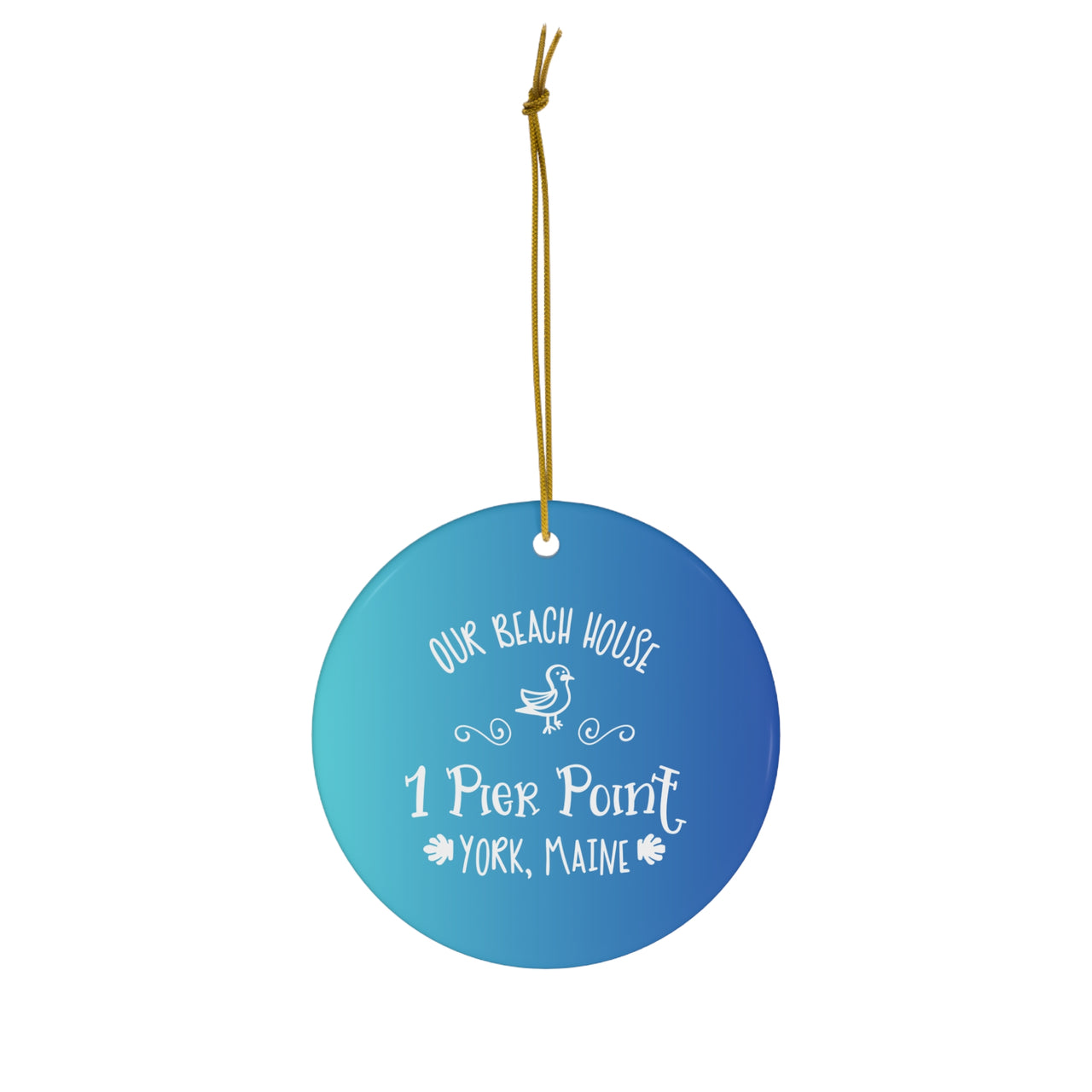 Personalized Coastal Ornament for Beach House, Circle