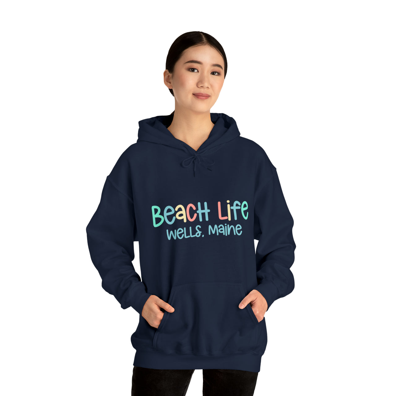 Beach Life Personalized Heavy Blend Navy Hooded Sweatshirt