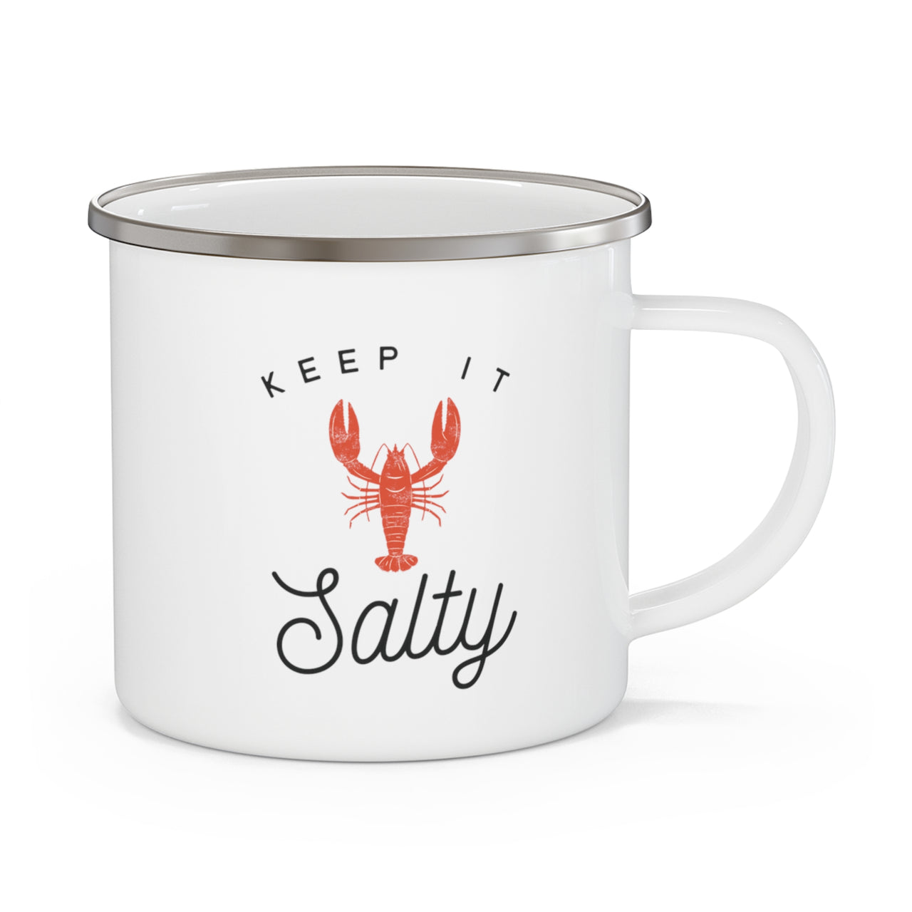 Keep It Salty White Enamel Stainless Steel Mug, 12 oz