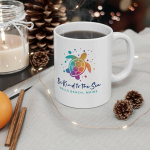 Personalized Be Kind To The Sea Ceramic Coastal Mug, White Ceramic Mug