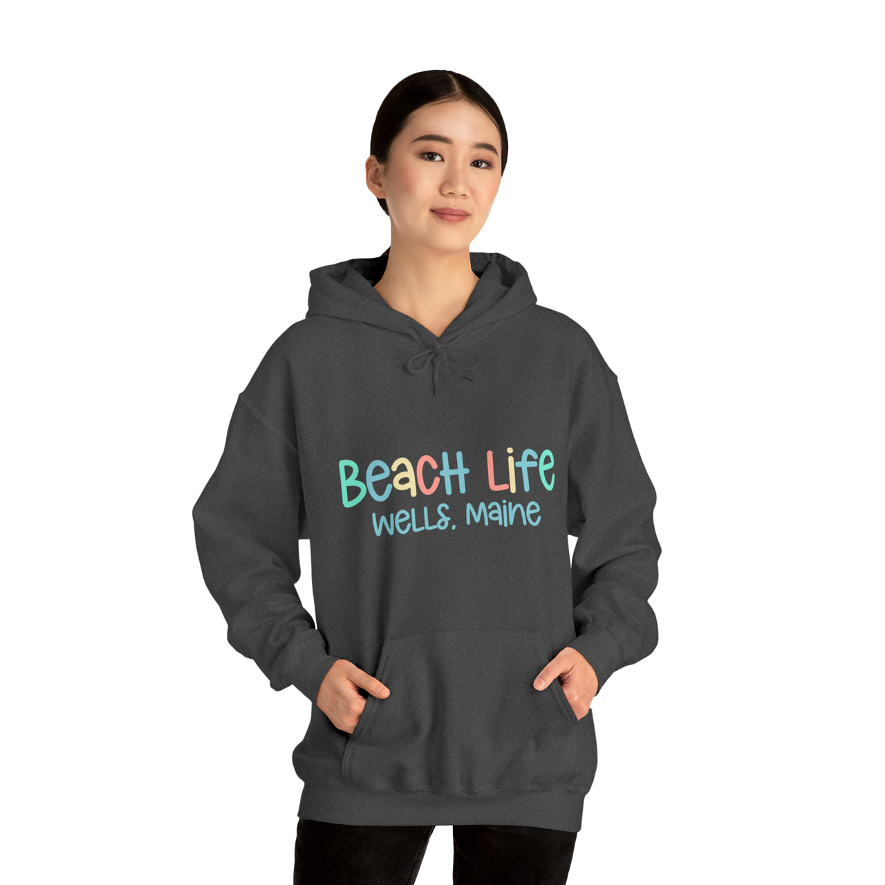 Beach Life Personalized Heavy Blend Dark Heather Hooded Sweatshirt