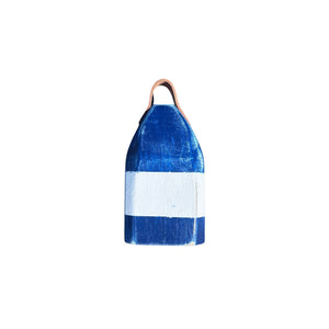 9" Distressed Maine Buoy Centerpiece with Leather Strap in Navy and White, Nautical Decor, Beach House Decor