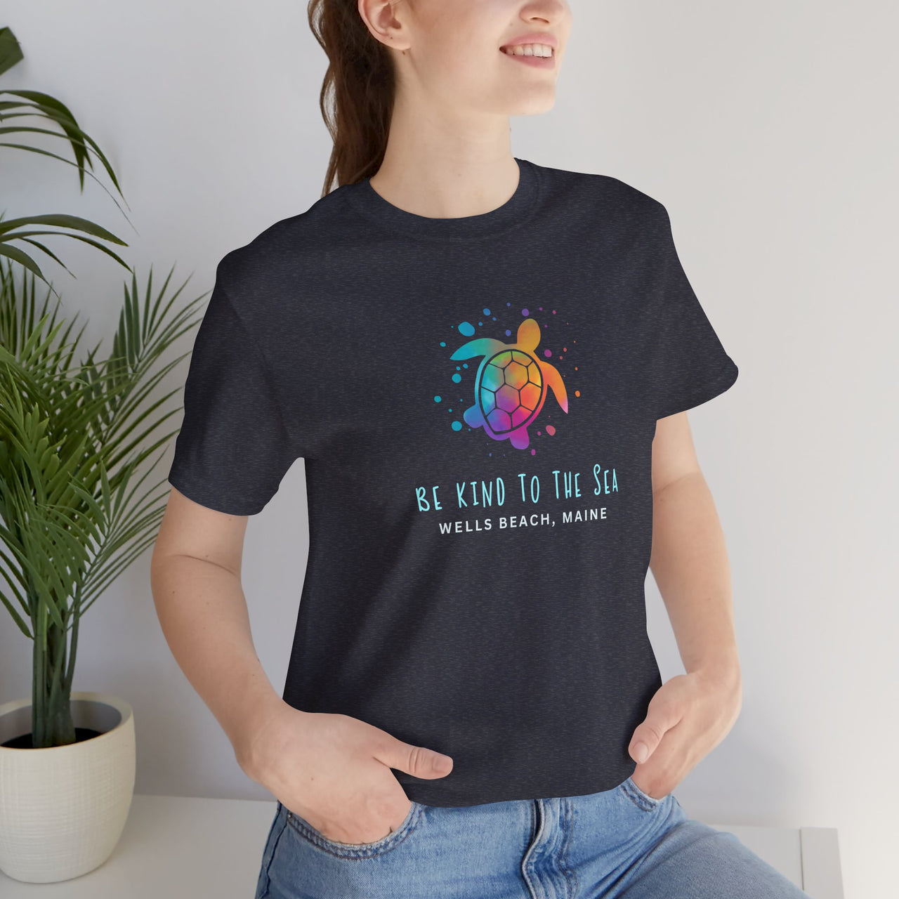 Be Kind to the Sea Personalized Beach Tee, Deep Sea Colors