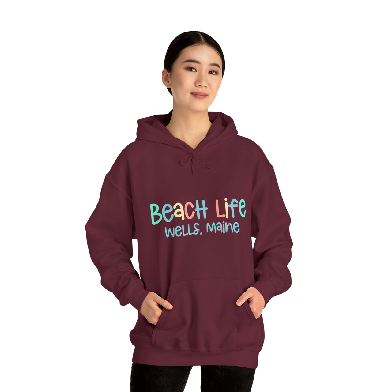 Beach Life Personalized Heavy Blend Maroon Hooded Sweatshirt