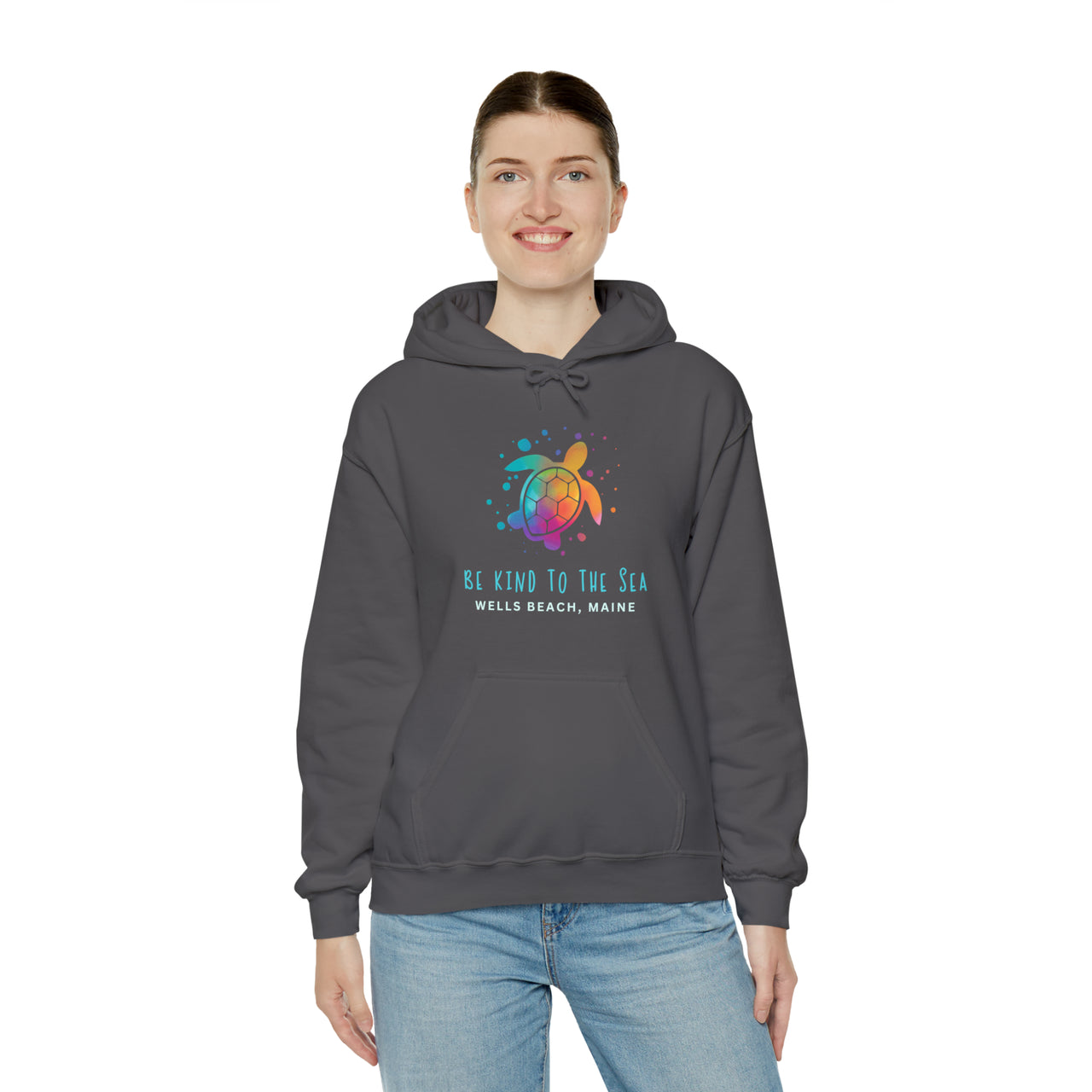 Be Kind To The Sea Personalized Heavy Blend Charcoal Hooded Sweatshirt