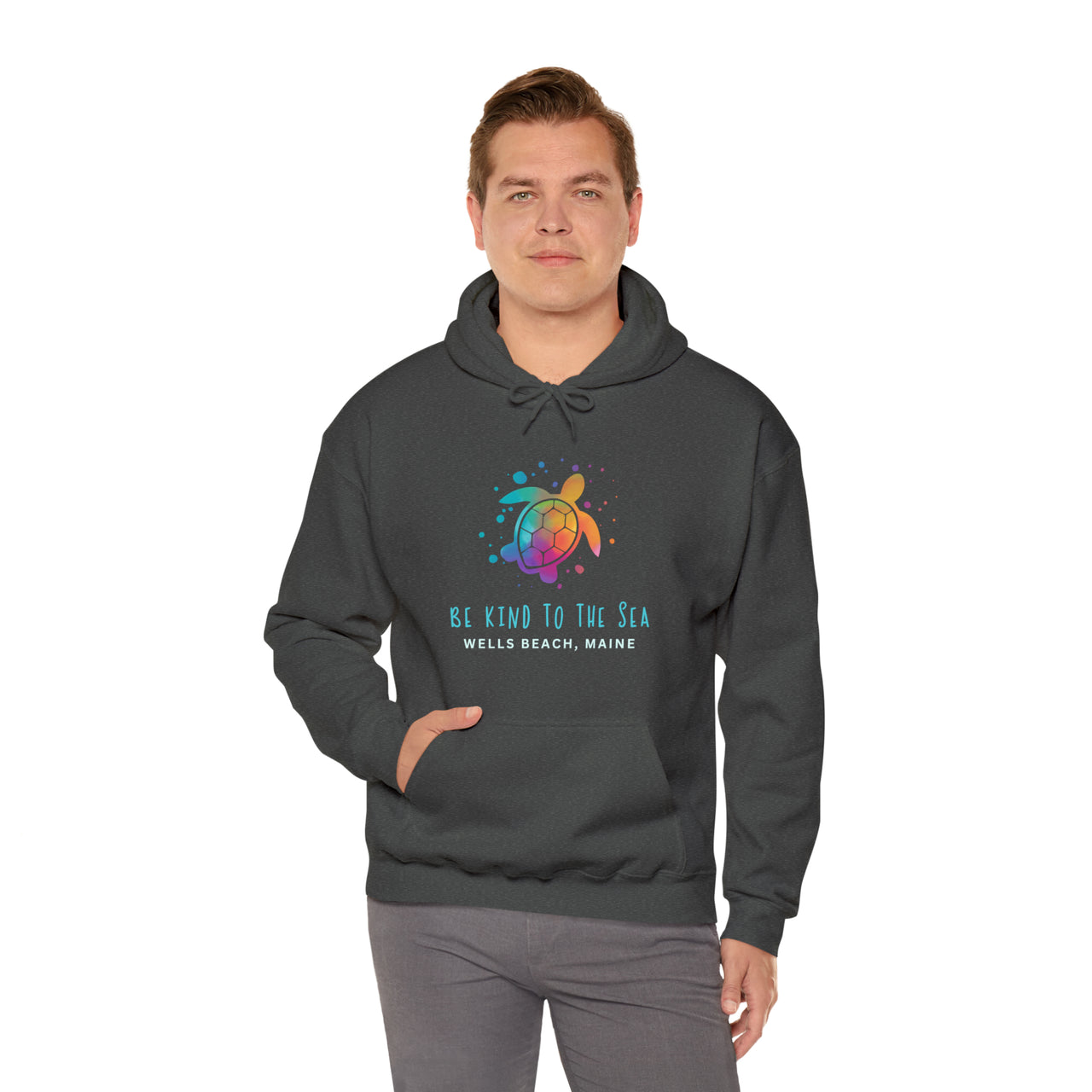 Be Kind To The Sea Personalized Heavy Blend Dark Heather Hooded Sweatshirt