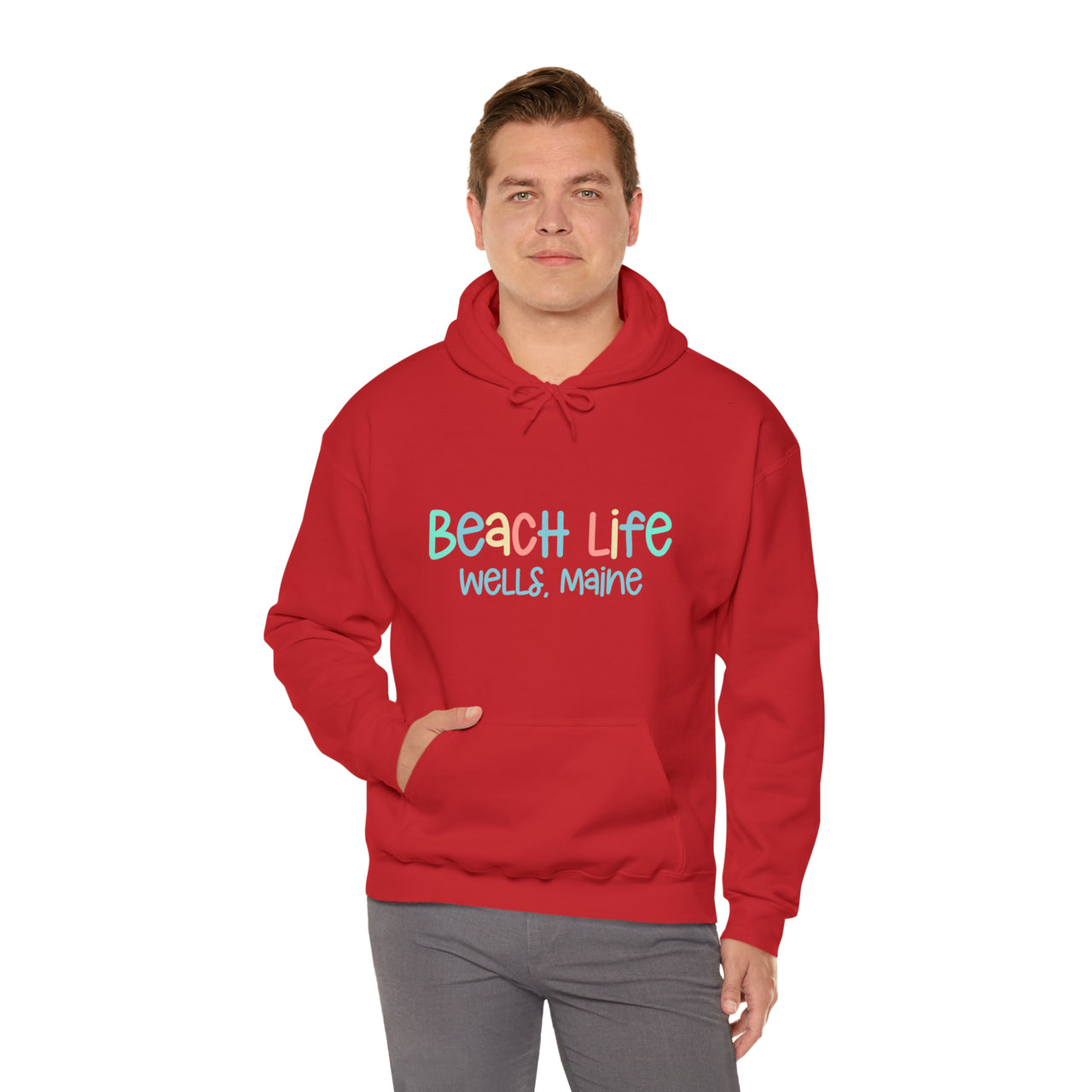 Beach Life Personalized Heavy Blend Red Hooded Sweatshirt