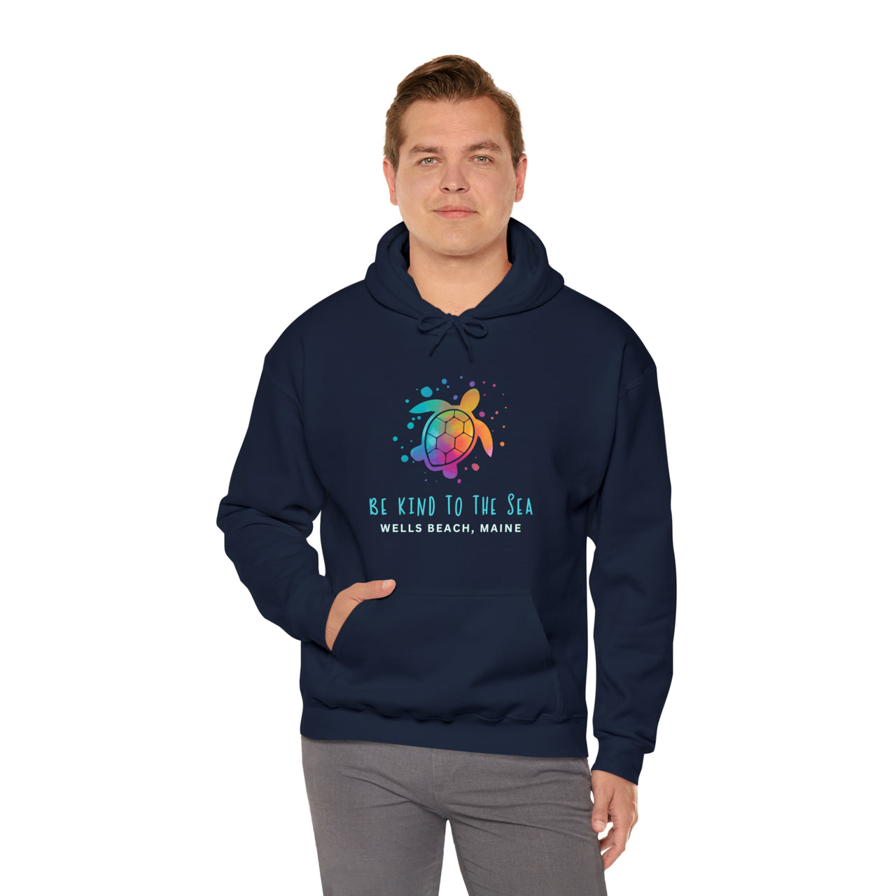 Be Kind To The Sea Personalized Heavy Blend Navy Hooded Sweatshirt