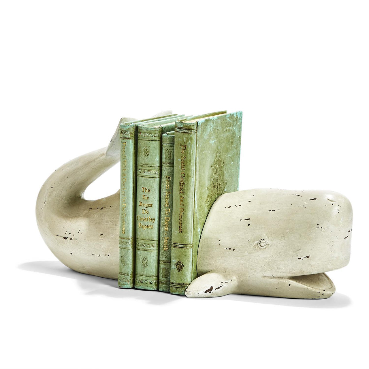 A Whale of a Tale Bookends, Distressed White