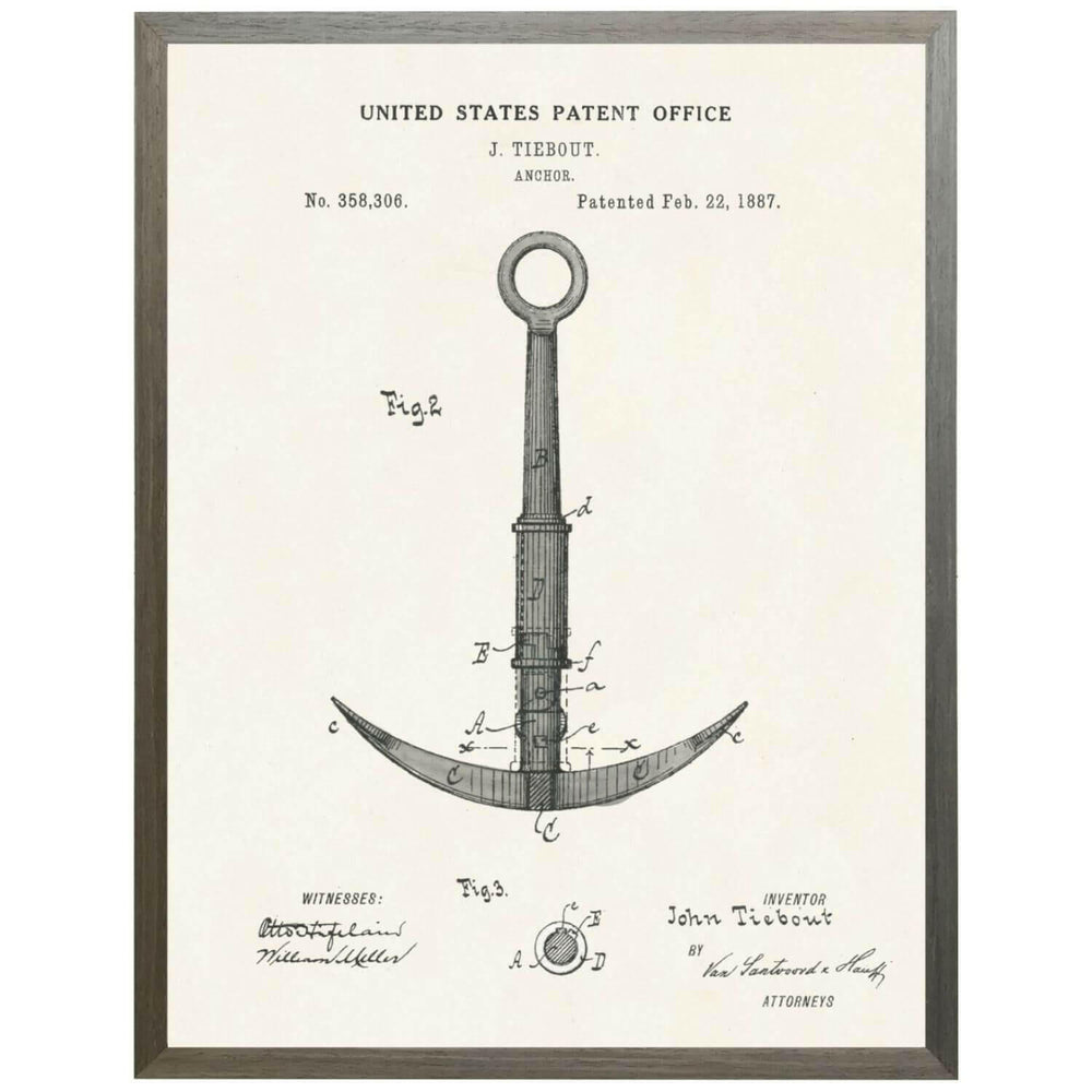 Anchor Patent Artwork, Barnwood Frame